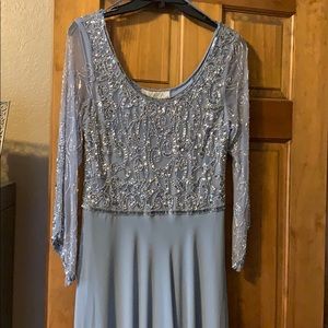 J Kara Dusty blue gown, style 5208DB, Size 8